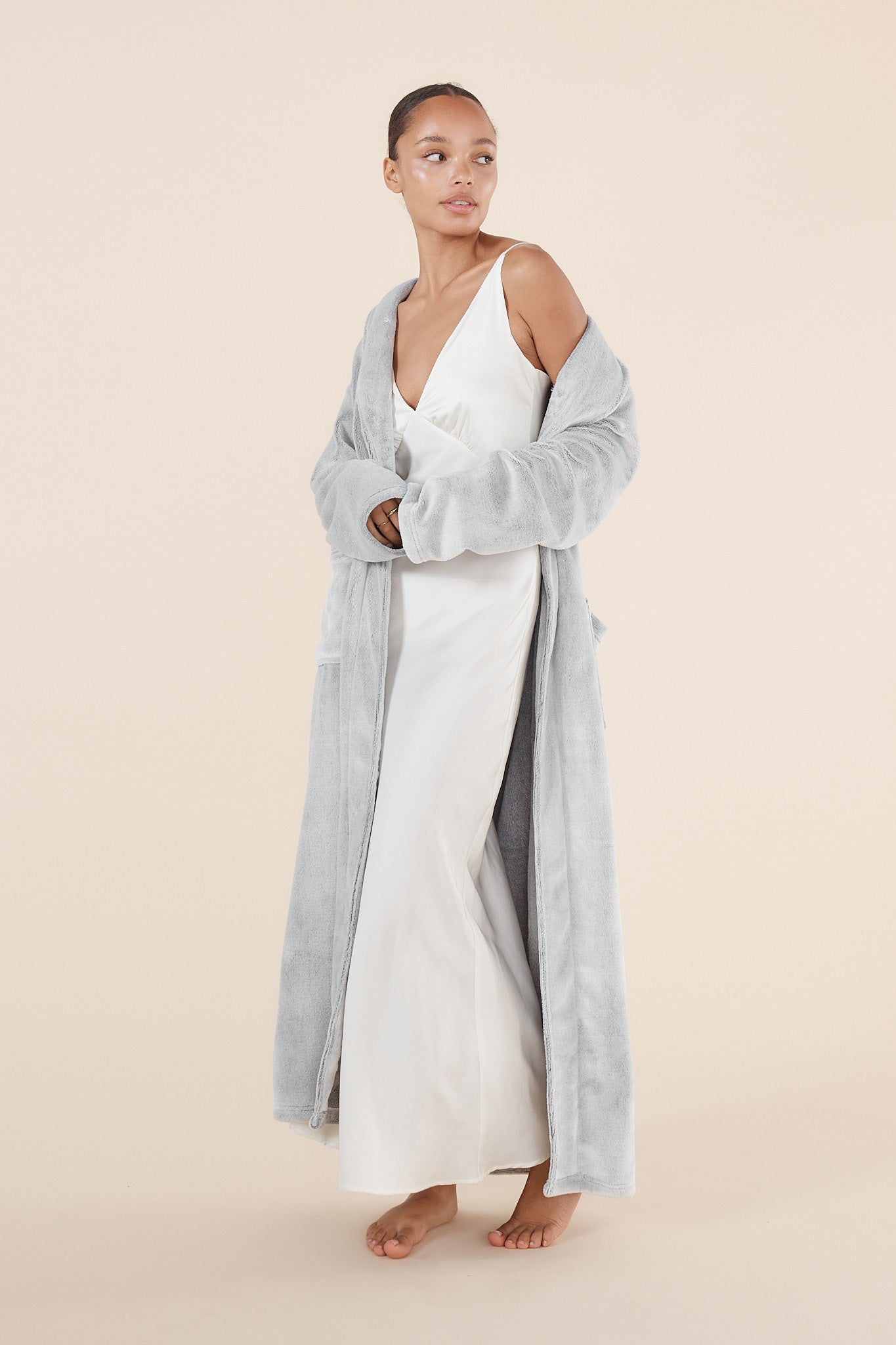 Grey Print Dressing Gown