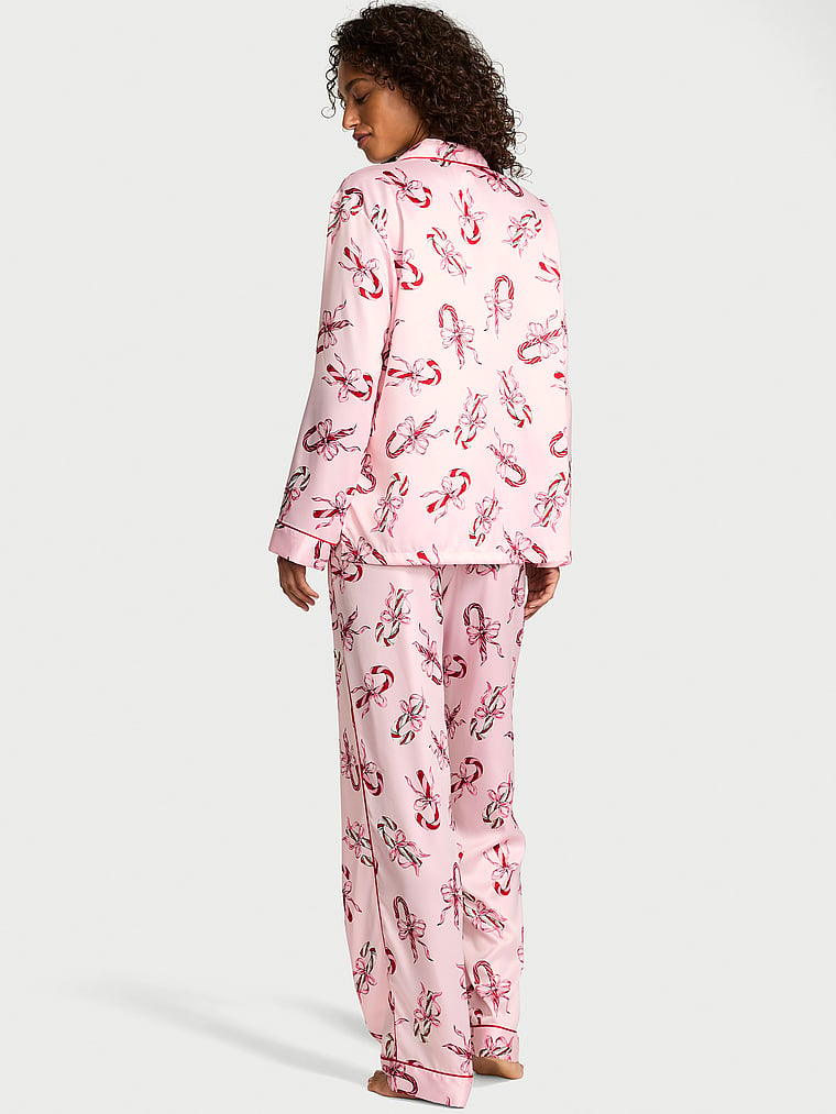 Pink Bow Print Long Sleeve Pajama Set 