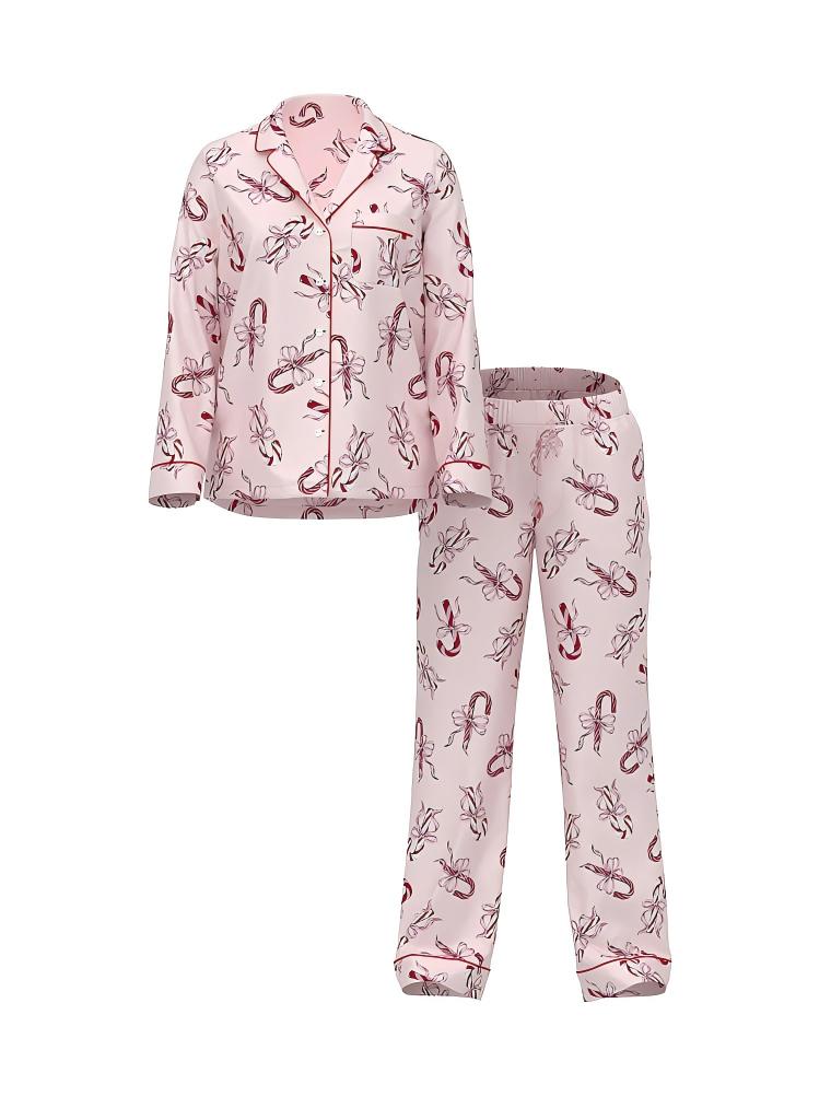 Pink Bow Print Long Sleeve Pajama Set 