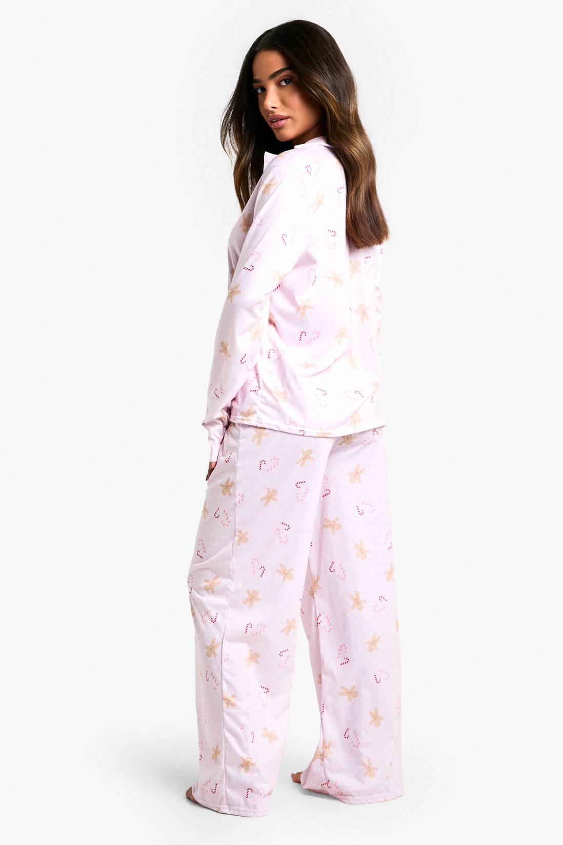 Women's Gingerbread Man Print Home Long Sleeve Suit