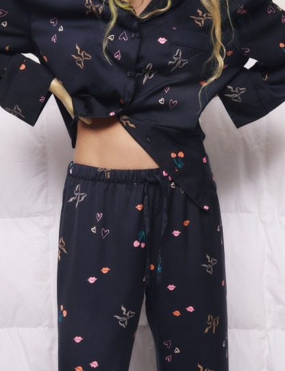Dream Bow with Cherry Printed Pyjama Set