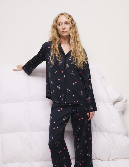 Dream Bow with Cherry Printed Pyjama Set