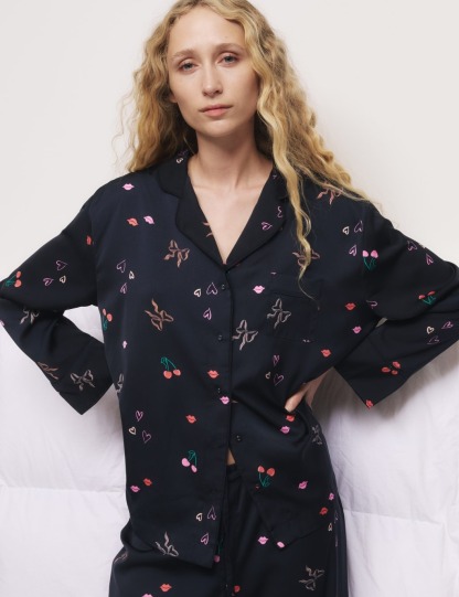 Dream Bow with Cherry Printed Pyjama Set