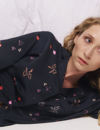 Dream Bow with Cherry Printed Pyjama Set