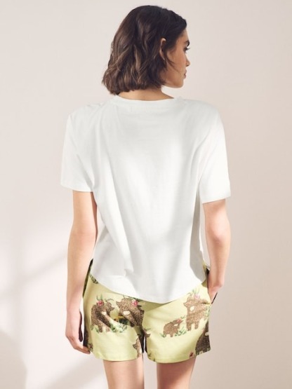 Cream Green The Highland Cow Cotton Short Sleeve Pyjamas