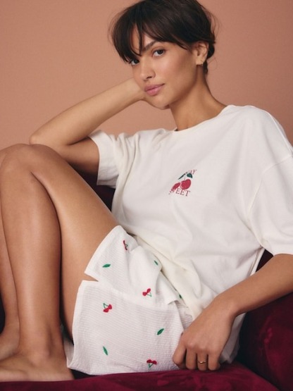[Copy]Cream Green The Highland Cow Cotton Short Sleeve Pyjamas