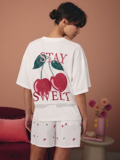 [Copy]Cream Green The Highland Cow Cotton Short Sleeve Pyjamas