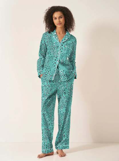Green Dots Women's Long Sleeve Organic Cotton Pyjama Trouser Set