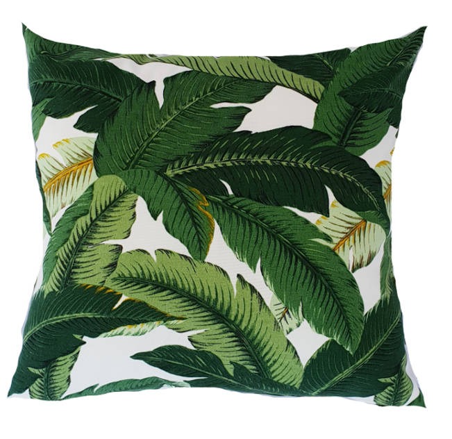 Green Tropical Banana Leaves Outdoor Cushion