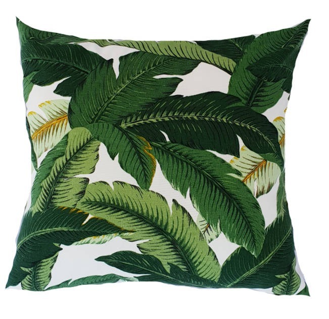 Green Tropical Banana Leaves Outdoor Cushion