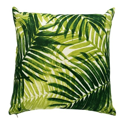 Jade Green Palm Leaves Outdoor Cushion