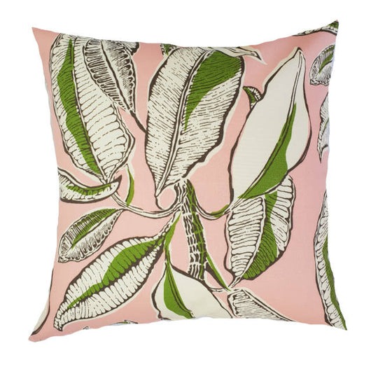 Tropical Jungle Leaves Pink Indoor/Outdoor Cushion 