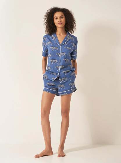 Lovely Leopards Women's Short Sleeve Organic Cotton Pyjama Short Set