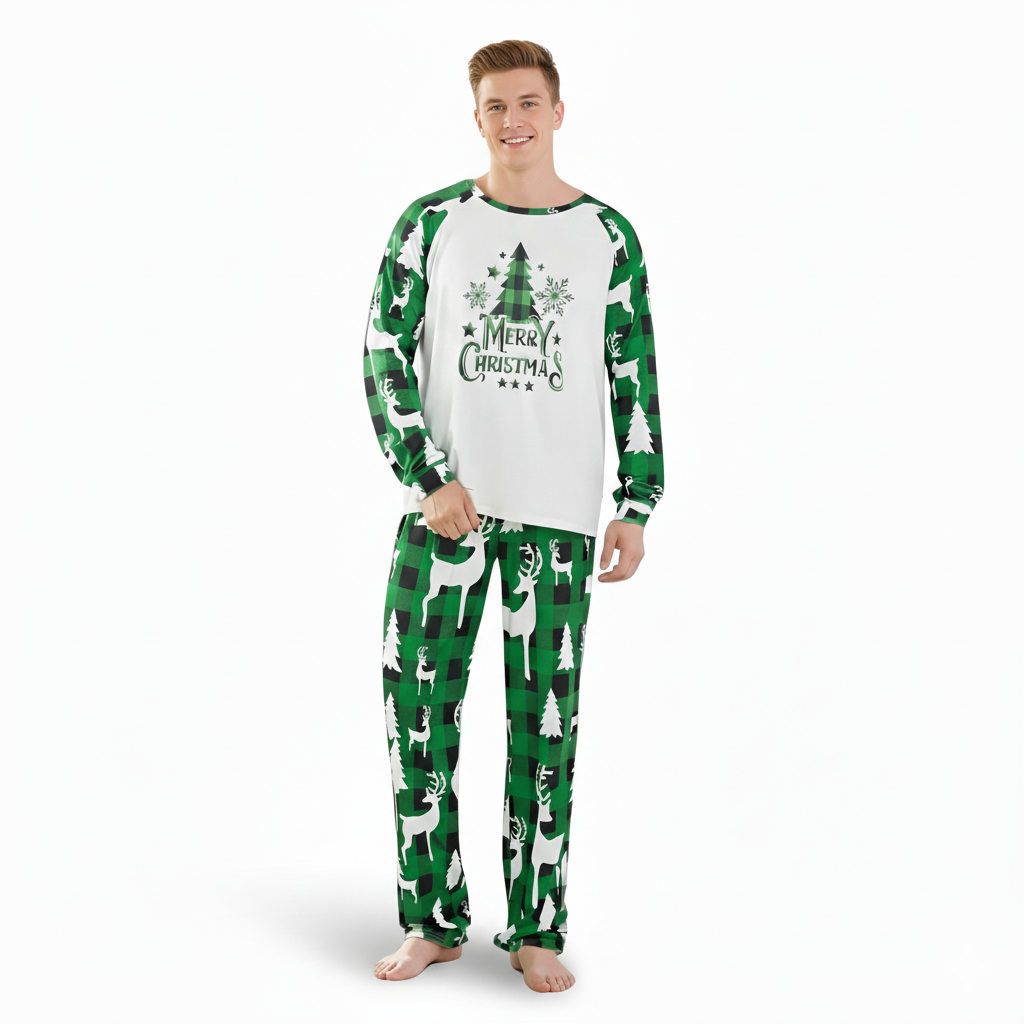 Merry Christmas Tree Design Family Matching Pajama Set