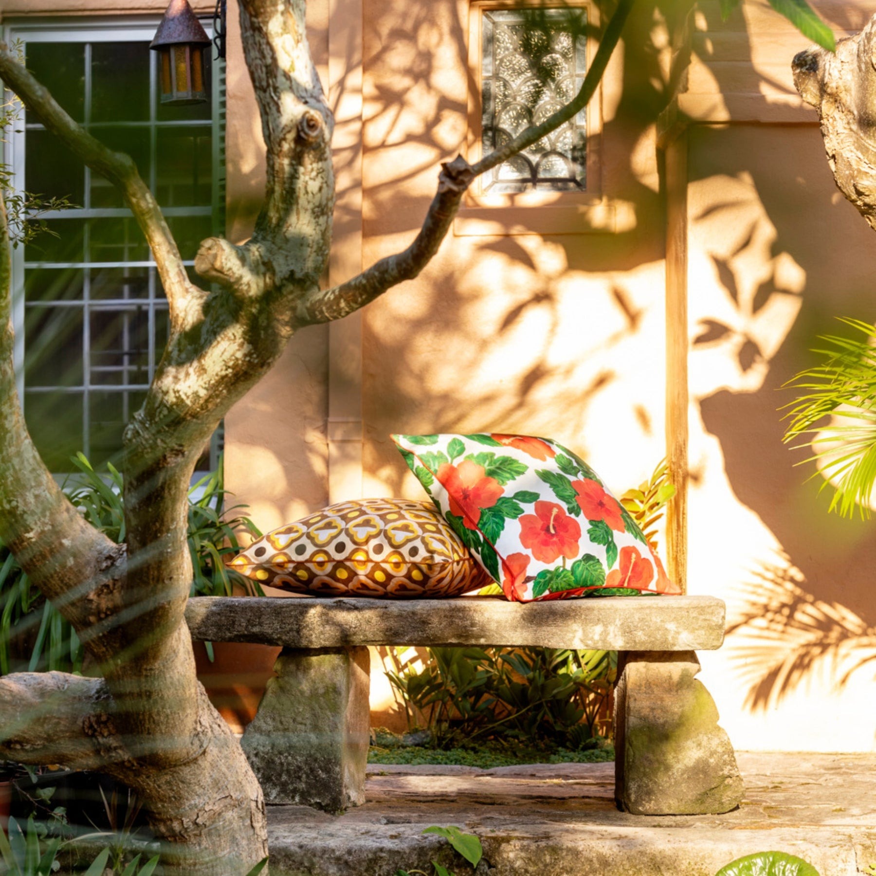 Hibiscus Red Outdoor Cushion
