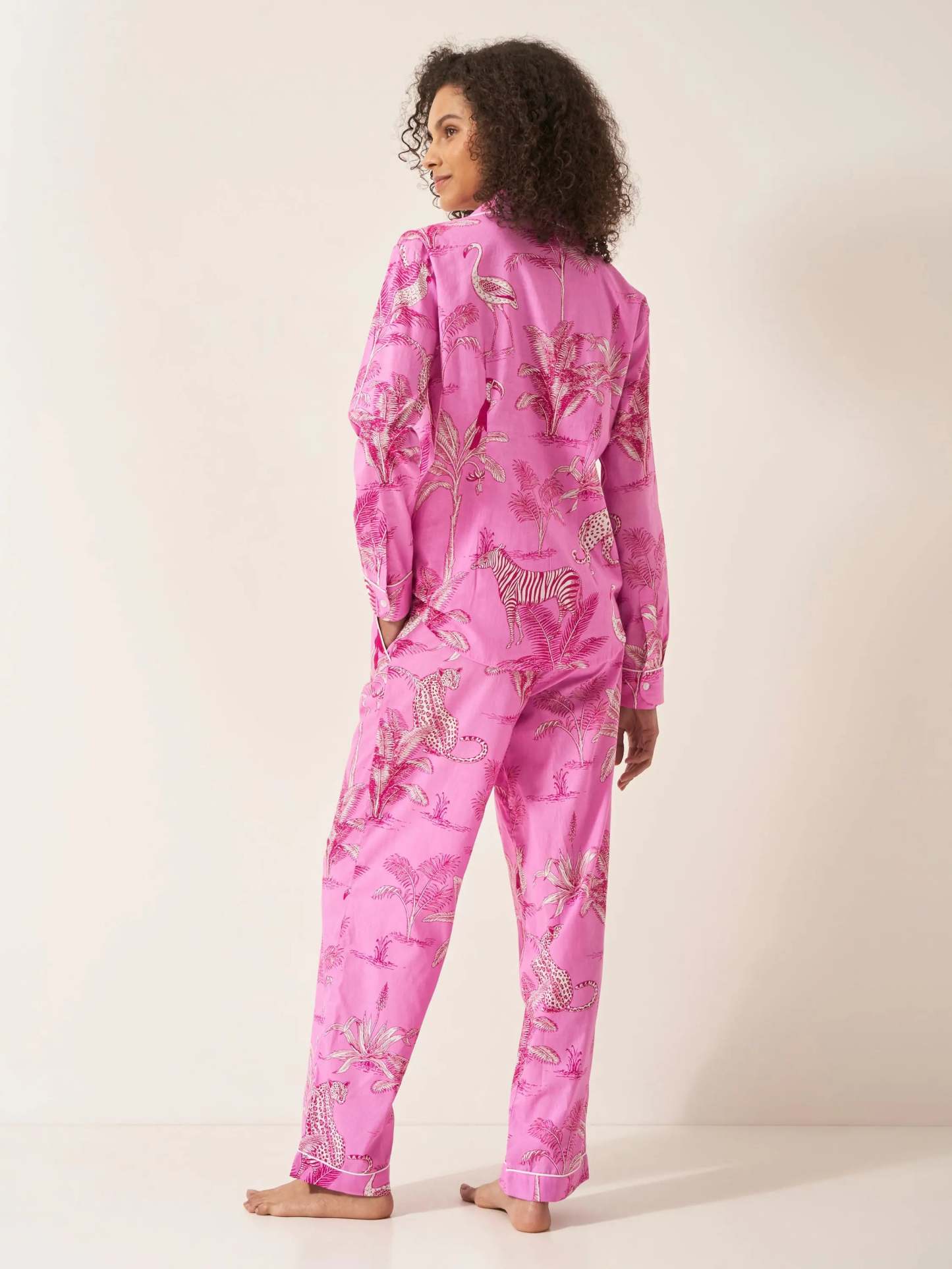 Pink Jungle Women's Long Sleeve Organic Cotton Pyjama Trouser Set