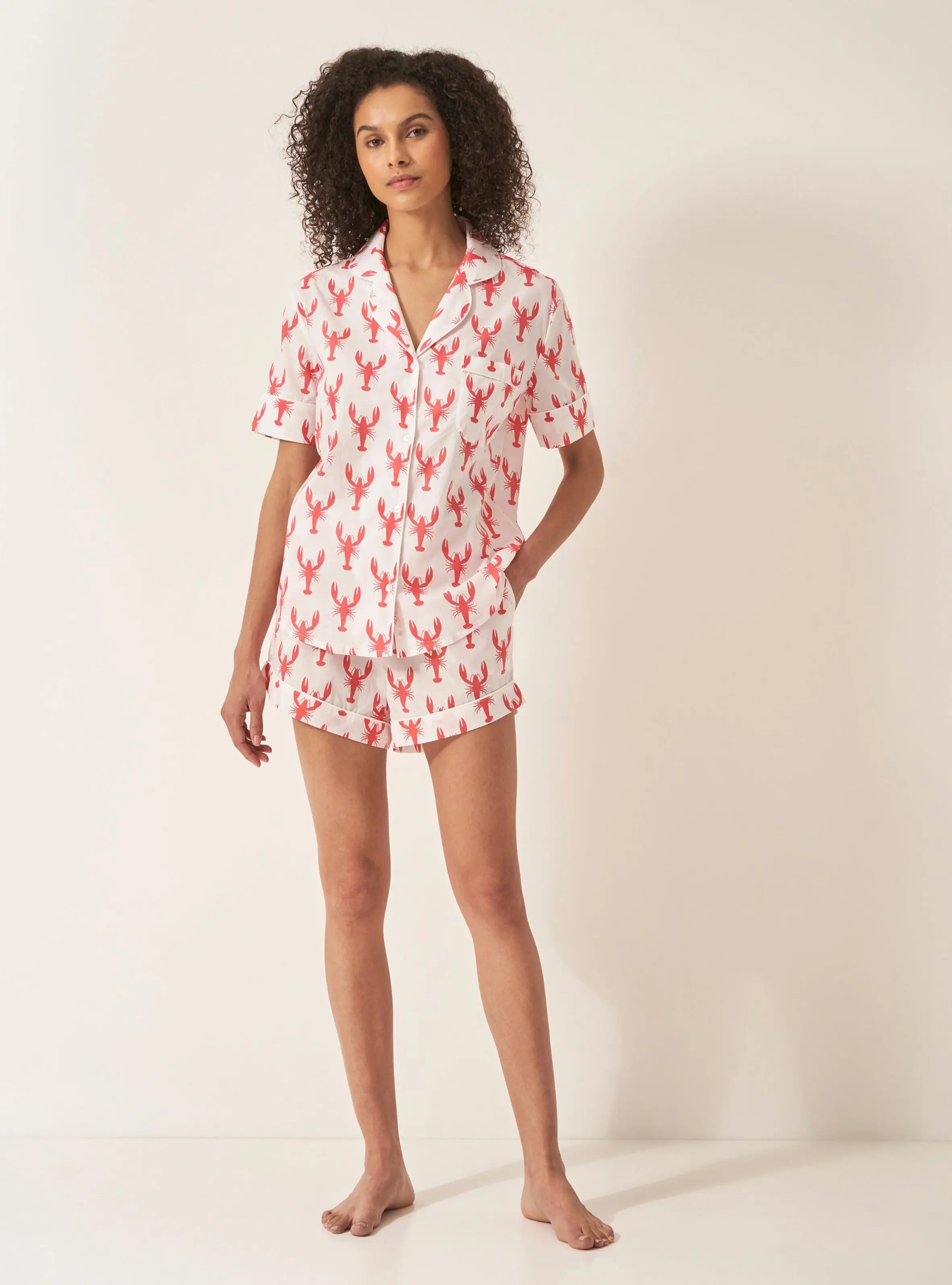 Red Lobster Women's Short Sleeve Organic Cotton Pyjama Short Set