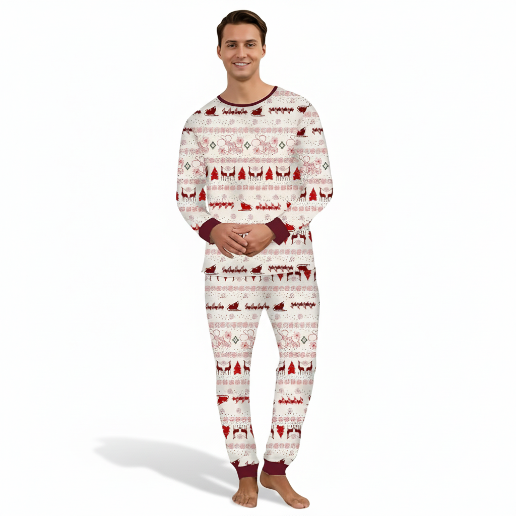 Reindeer Snowflake Christmas Pattern Family Matching Pajama Set