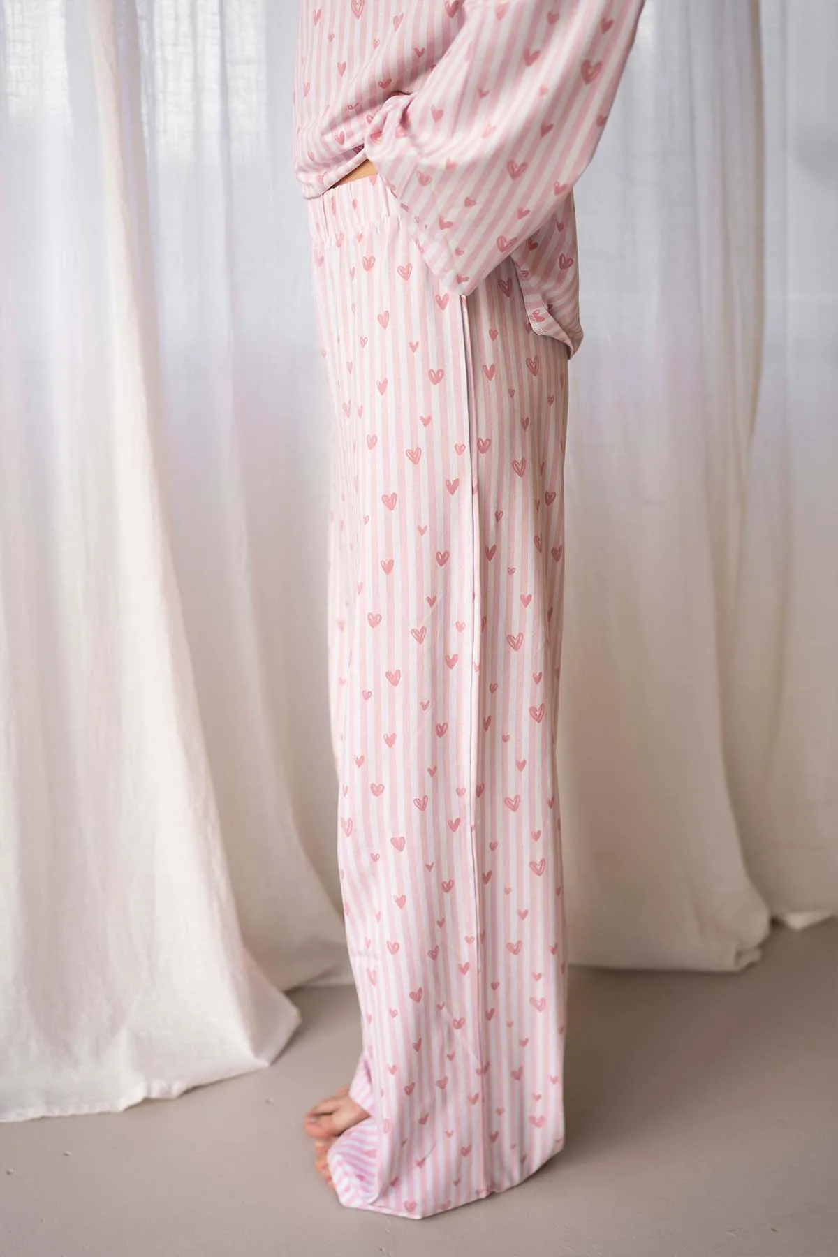 Sleep Shirt Hearts Print Pajama Top