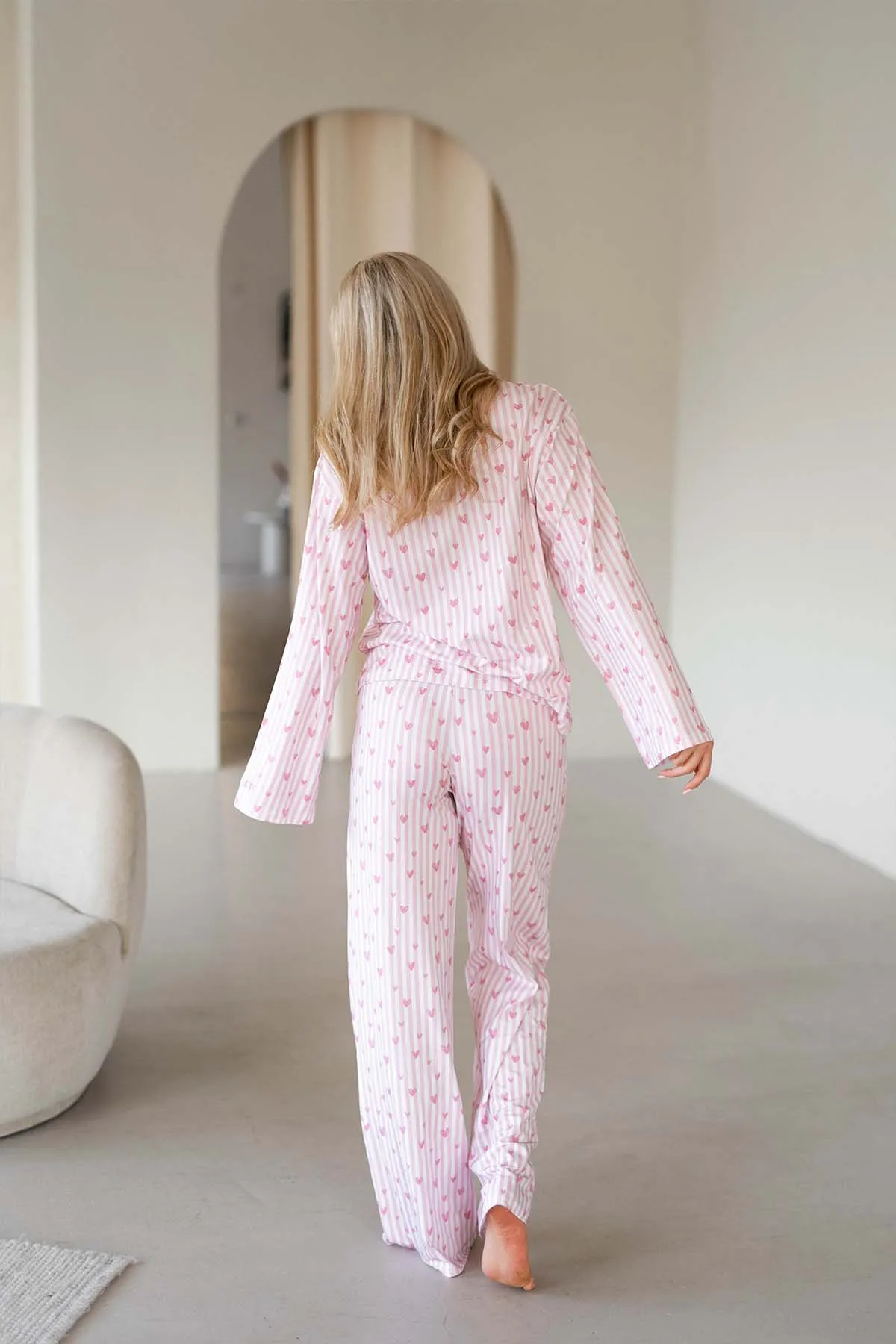 Sleep Shirt Hearts Print Pajama Top