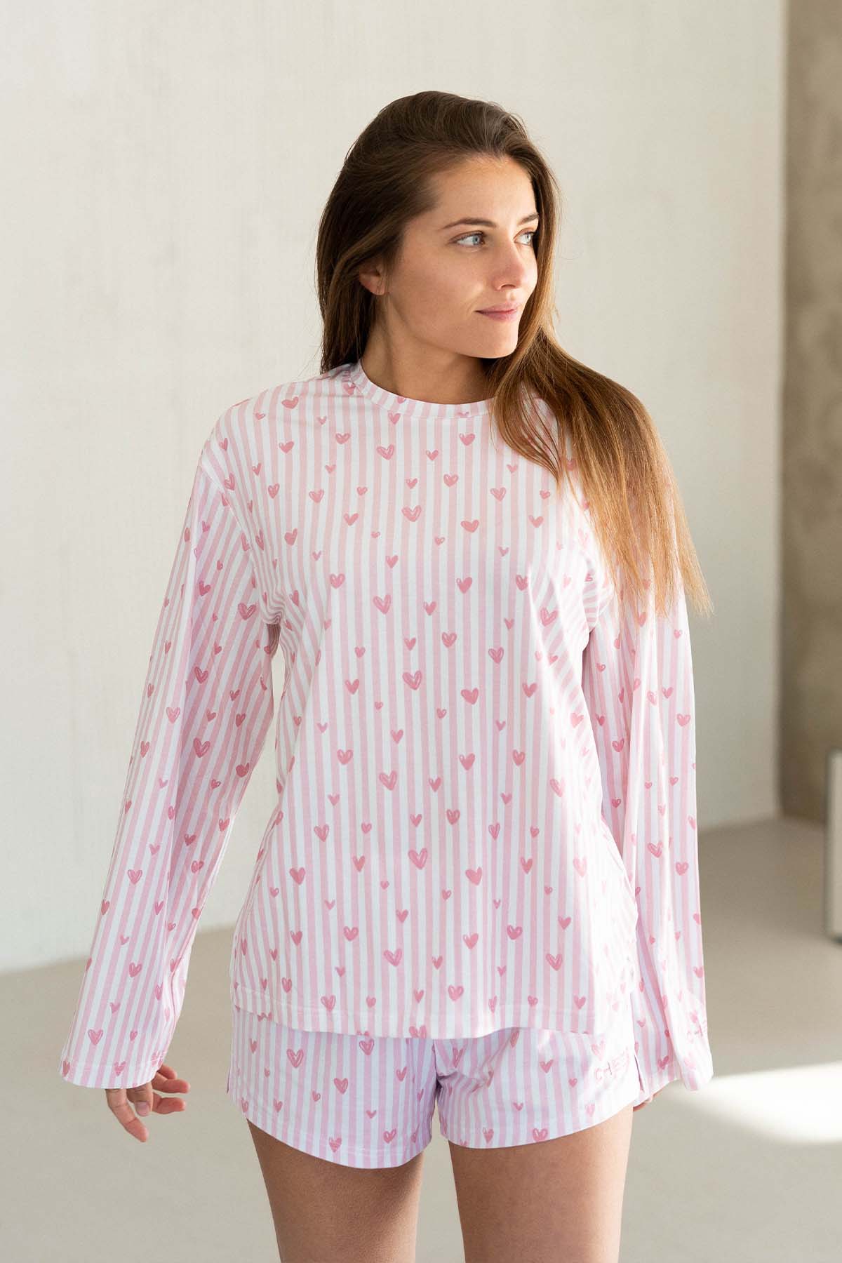 Sleep Shirt Hearts Print Pajama