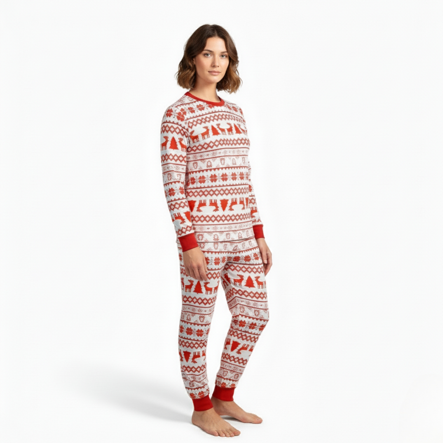 Snowflakes And Stars Design Matching Family Christmas Pajama Set