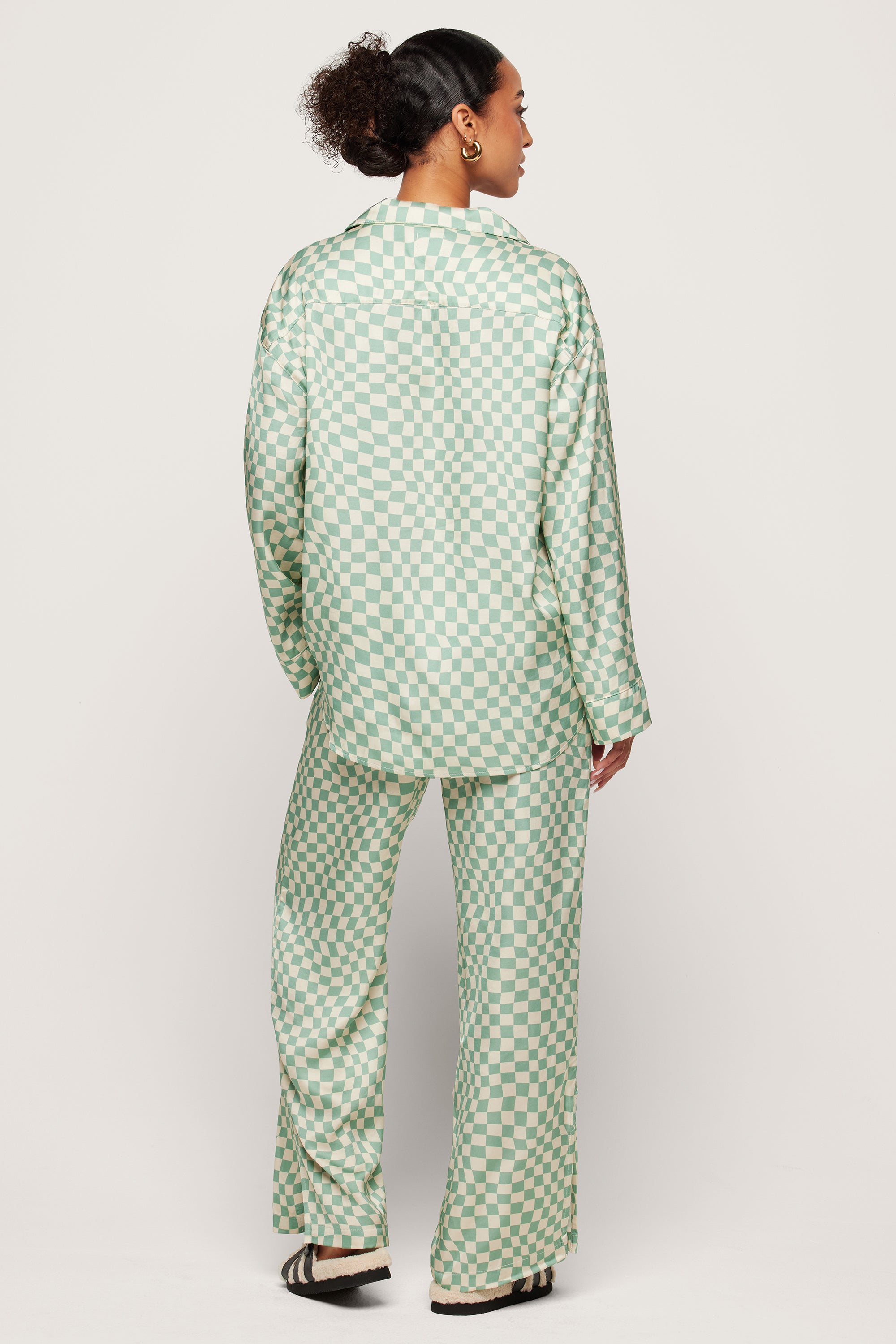 Checkered Swirl Long Pajama Set