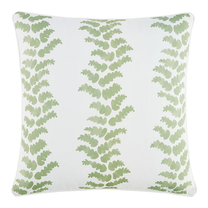 Green and White Wavy Stripe Outdoor Pillow