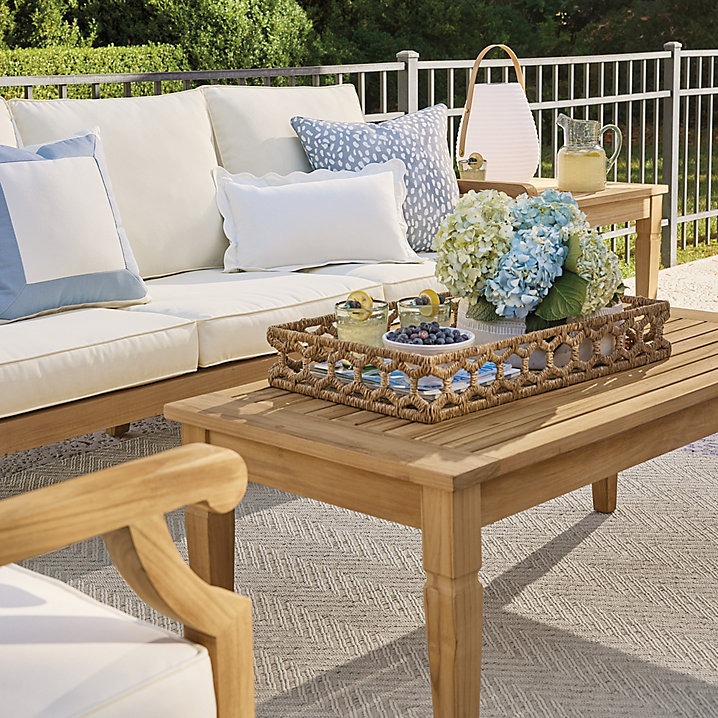 Watercolor Blue Print Outdoor Pillow