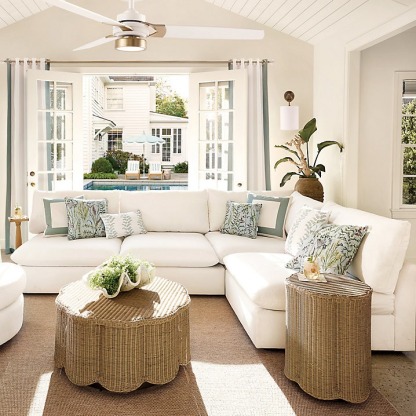 Green and White Wavy Stripe Outdoor Pillow