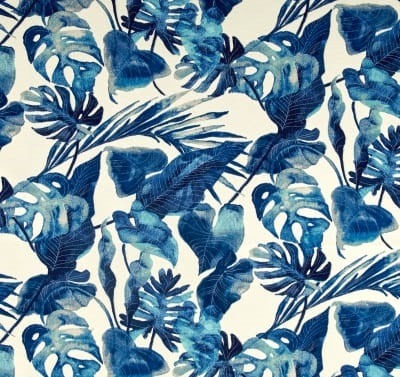 Blue and White Inky Palms Outdoor Cushion