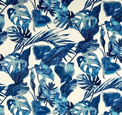 Blue and White Inky Palms Outdoor Cushion
