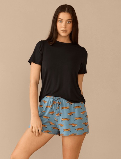 Cute Fox Print Lounge Short Pyjamas Set