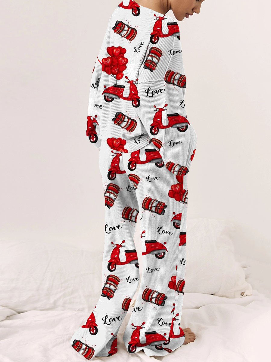 Women's Love Car Long Sleeve Pant Suit
