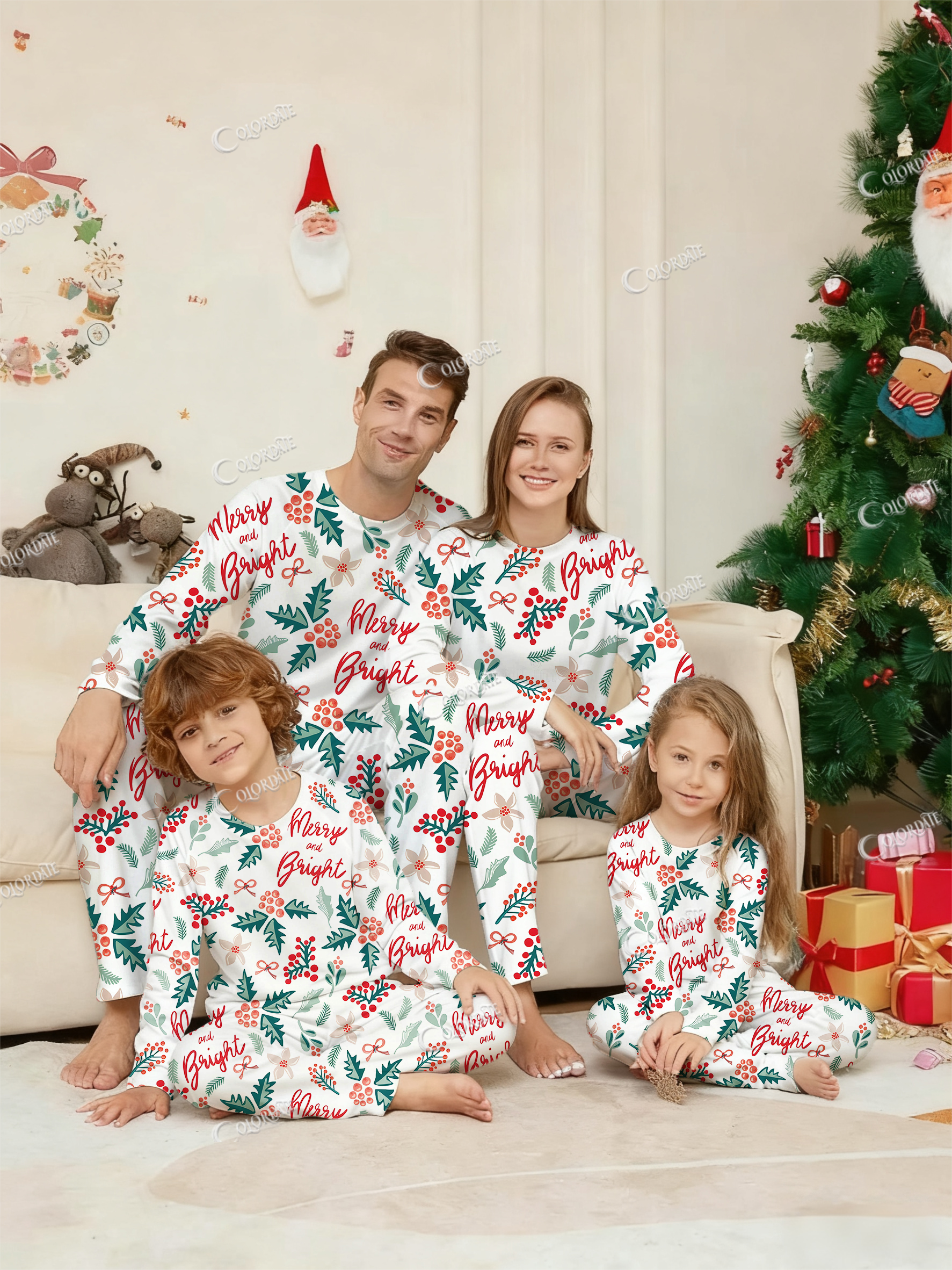 Christmas Botanical  Print Family Matching Pajama Sets
