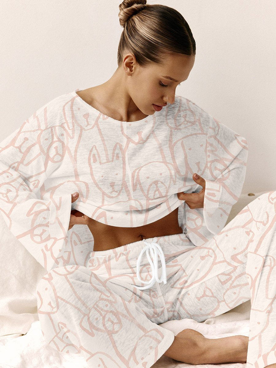 Women's Dog Print Long Sleeve Homewear Set