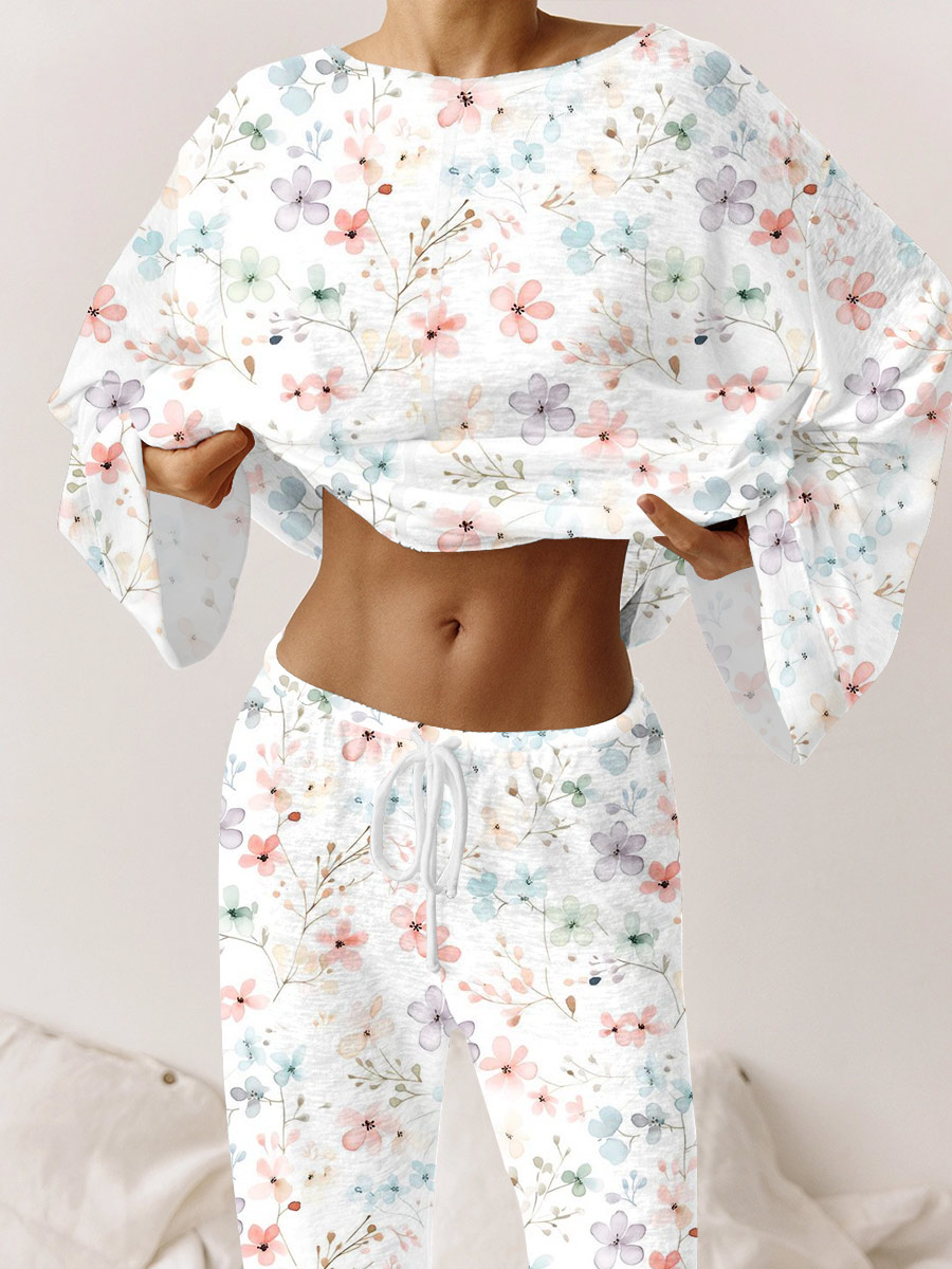 Women's Floral Print Long Sleeve Homewear Set