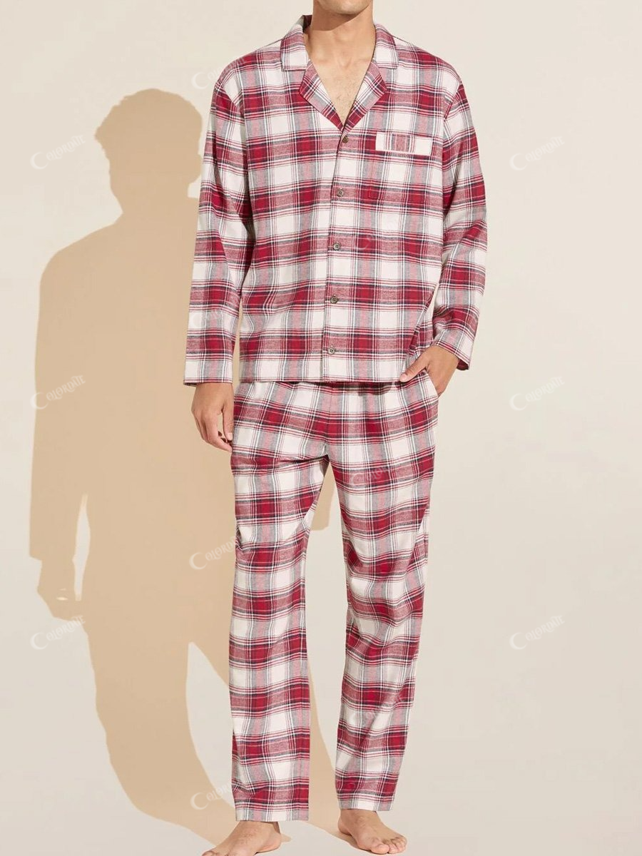 Men's Plaid Long Pajama Set