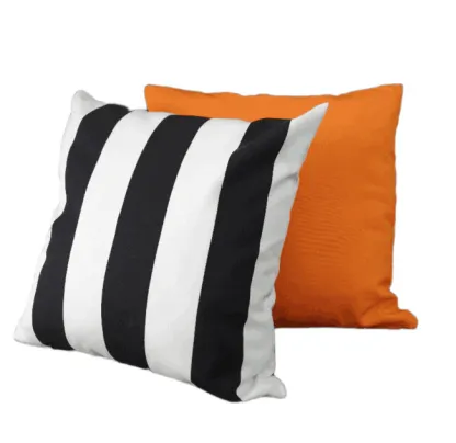 Black and White Striped Outdoor Cushion
