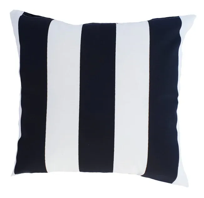 Black and White Striped Outdoor Cushion
