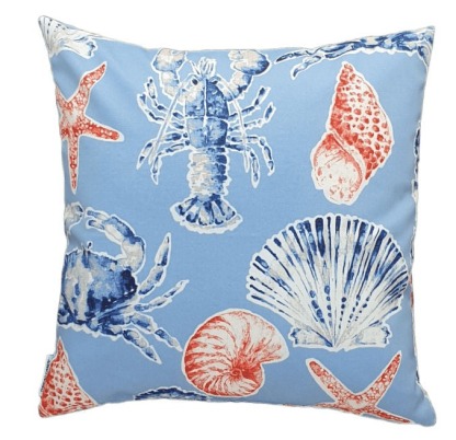 Blue Crab and Seashells Outdoor Cushion