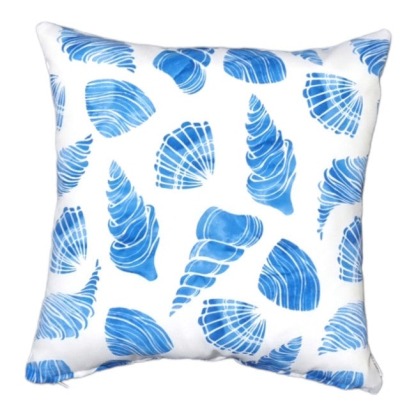 Blue Seashells Outdoor Cushion