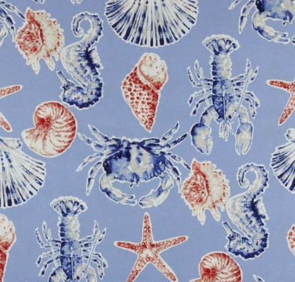 Blue Crab and Seashells Outdoor Cushion