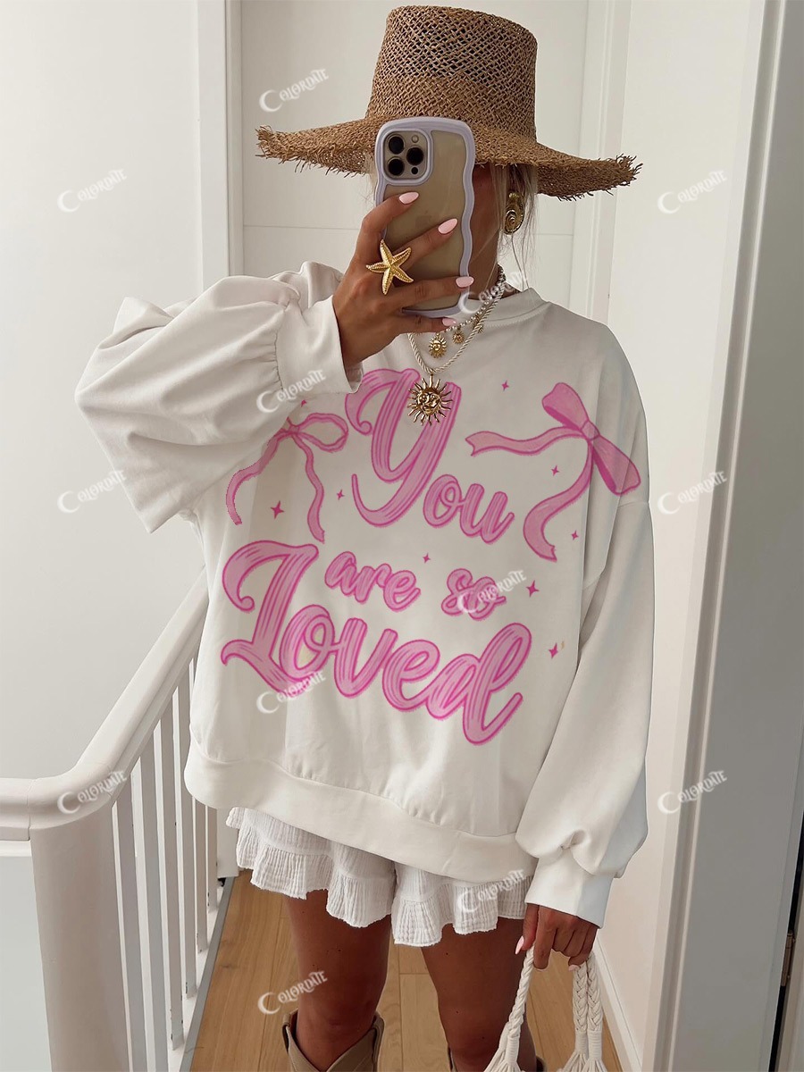 Women's You Are So Loved Graphic Crew Neck Long Sleeve Sweatshirt
