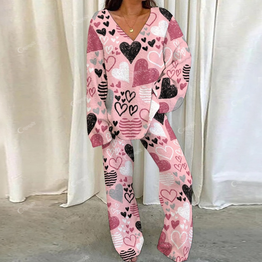 Valentine's Day Heart Loungewear Set For Women