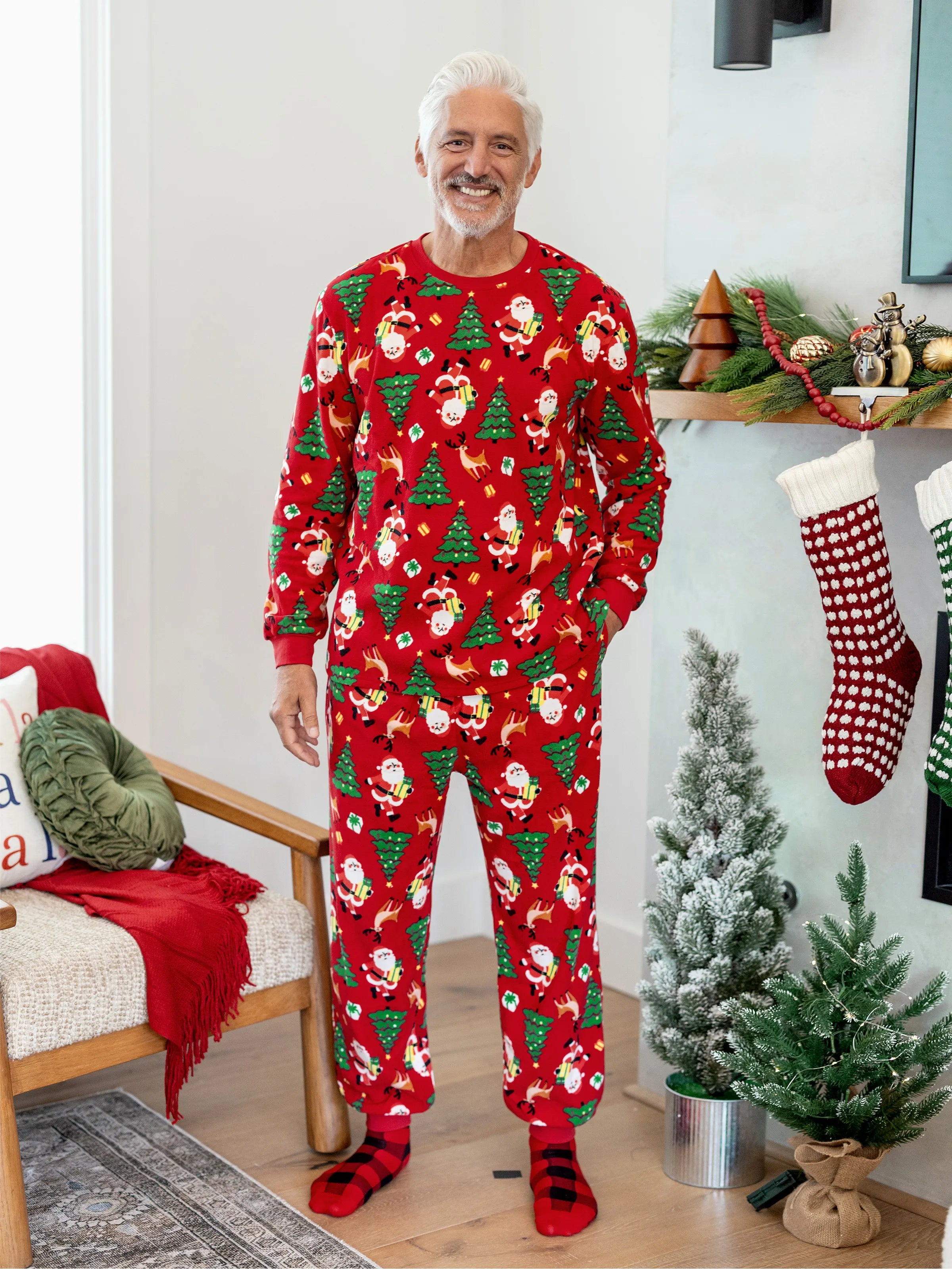 Christmas Matching Family Pajamas Set Santa Claus and Christmas Tree PJS