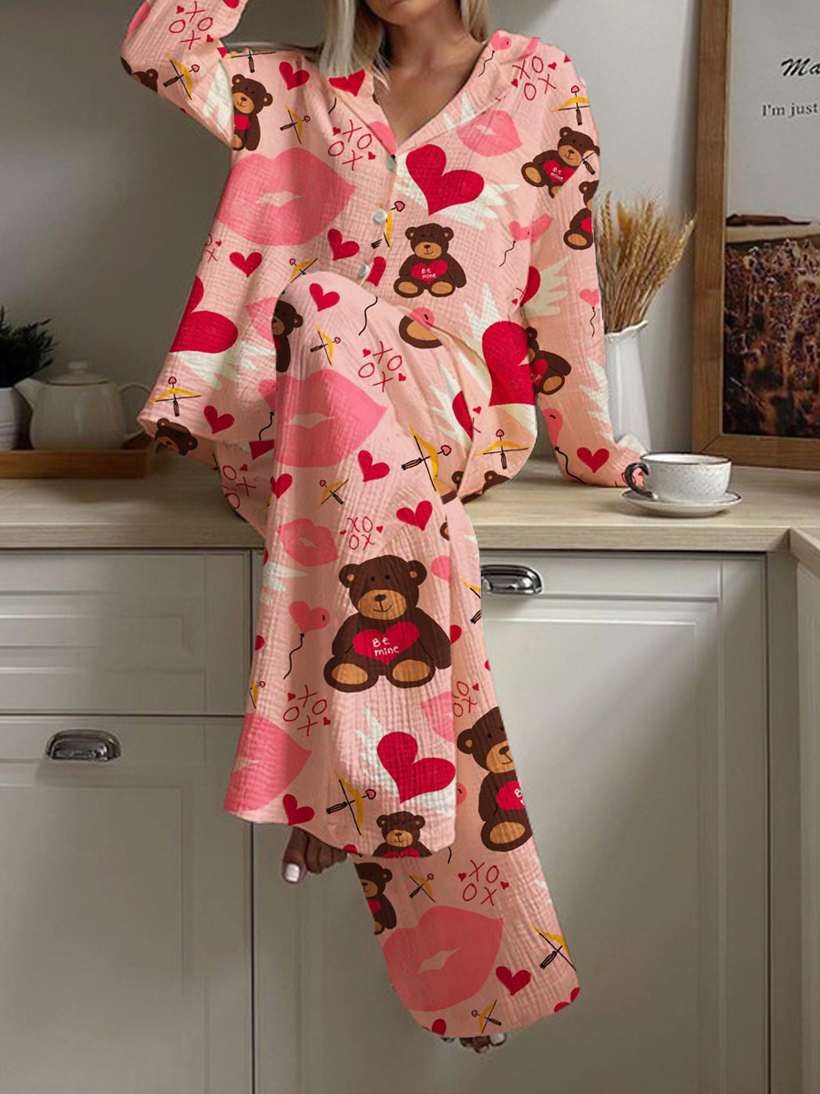 Women's Valentine's Day Cute Bear Pajama Set