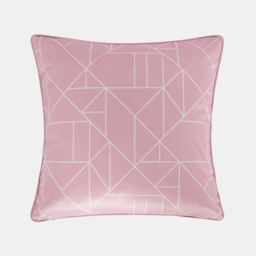 Geometric Print Pink Outdoor Cushion