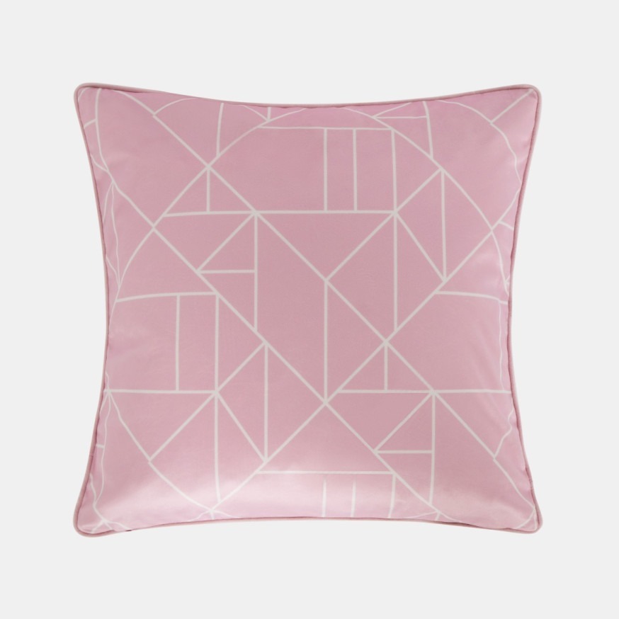 Geometric Print Pink Outdoor Cushion