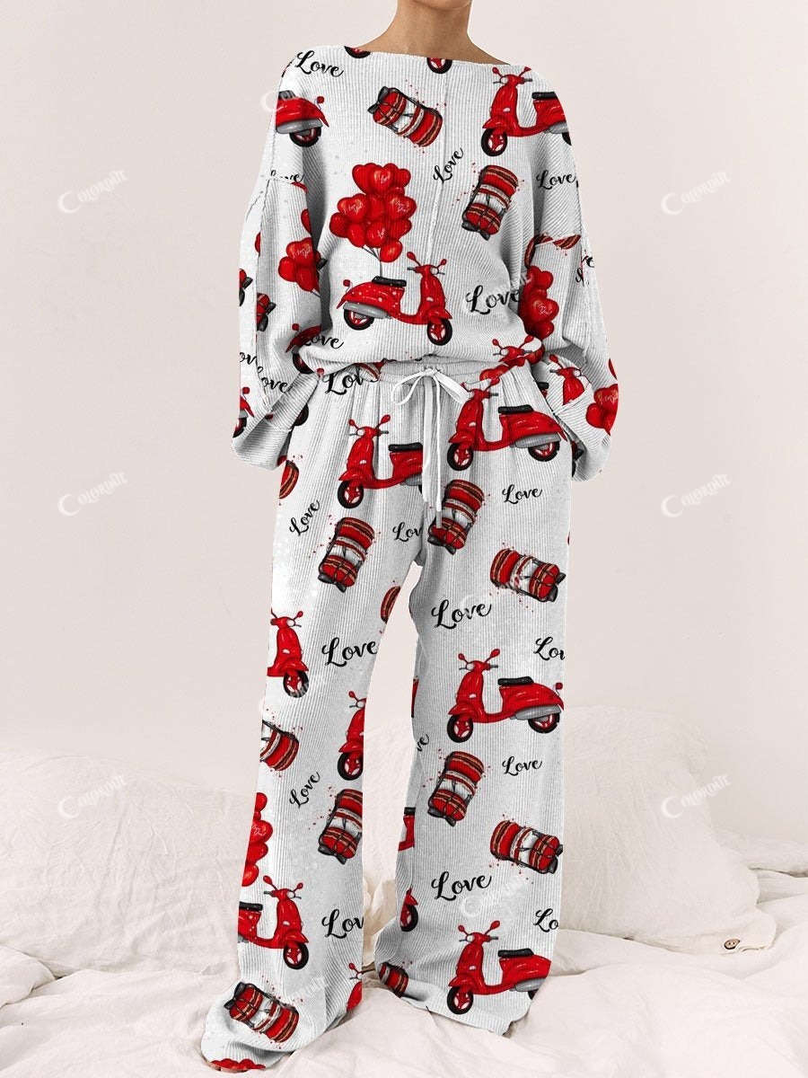 Women's Love Car Long Sleeve Pant Suit